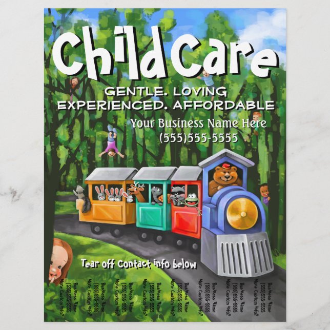 Barnvård. Babysittande. Dagvård. Tear lakan Reklamblad (Framsidan)