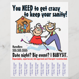 Barnvård.Babysittservice.Kalkylblad Reklamblad