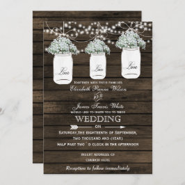 Barnwood baby utandmason burk bröllopsinbjudans inbjudningar