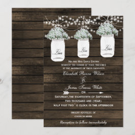 Barnwood baby utandmason burk bröllopsinbjudans inbjudningar