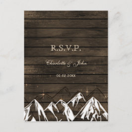 Barnwood Camping Rustic Mountains Bröllop OSA Inbjudan Vykort