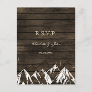 Barnwood Camping Rustic Mountains Bröllop OSA Inbjudan Vykort