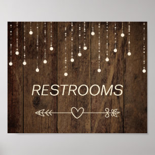 Barnwood Fairy Ljus Lämnat Arrow Bathroom-tecken Poster