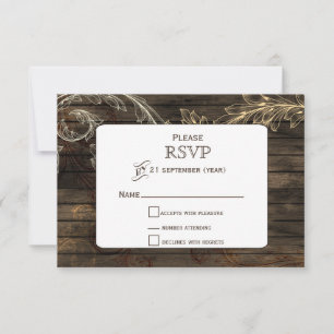Barnwood flourish rustic bröllop OSA Kort
