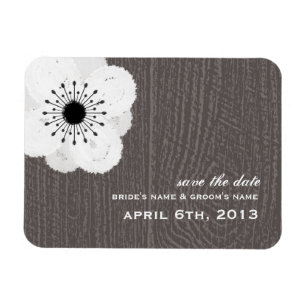 Barnwood Inspired Fransk Anemone sparar datumet Magnet