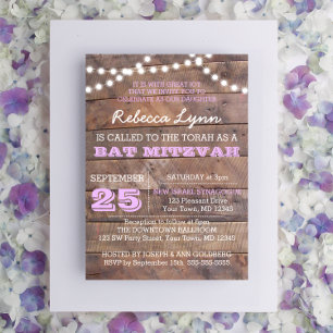 Barnwood Lights Lilac Bar Mitsvah-inbjudan Inbjudningar