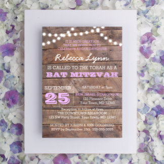 Barnwood Lights Lilac Bar Mitsvah-inbjudan Inbjudningar