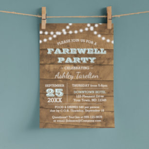 Barnwood Ljus Aqua Farewell Party Inbjudningar