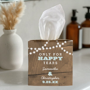 Barnwood Ljus Aqua Mini Bröllop Tissue Boxes Presentaskar
