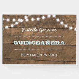 Barnwood Ljus Aqua Quinceañera Guest Bok