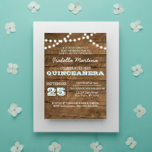 Barnwood Ljus Aqua Quinceañera-inbjudan