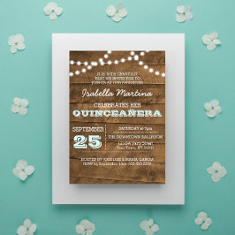 Barnwood Ljus Aqua Quinceañera-inbjudan Inbjudningar