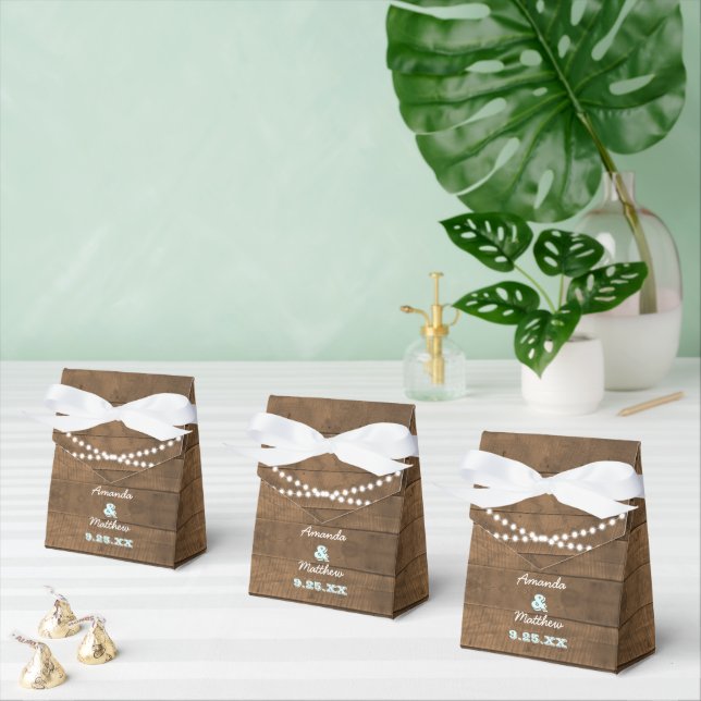 Barnwood Ljus Aqua Wedding Favor Box Presentaskar (Multipel)