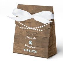 Barnwood Ljus Aqua Wedding Favor Box