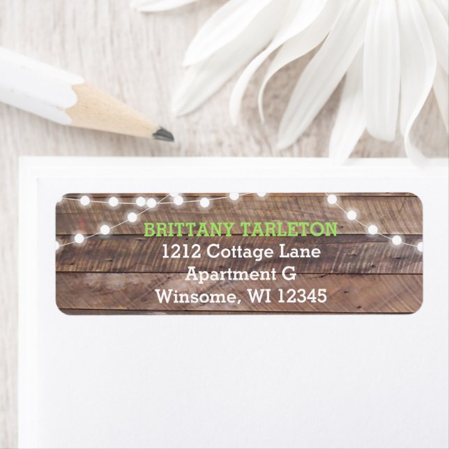 Barnwood Ljus Grönt Returadress Etikett (Insitu)