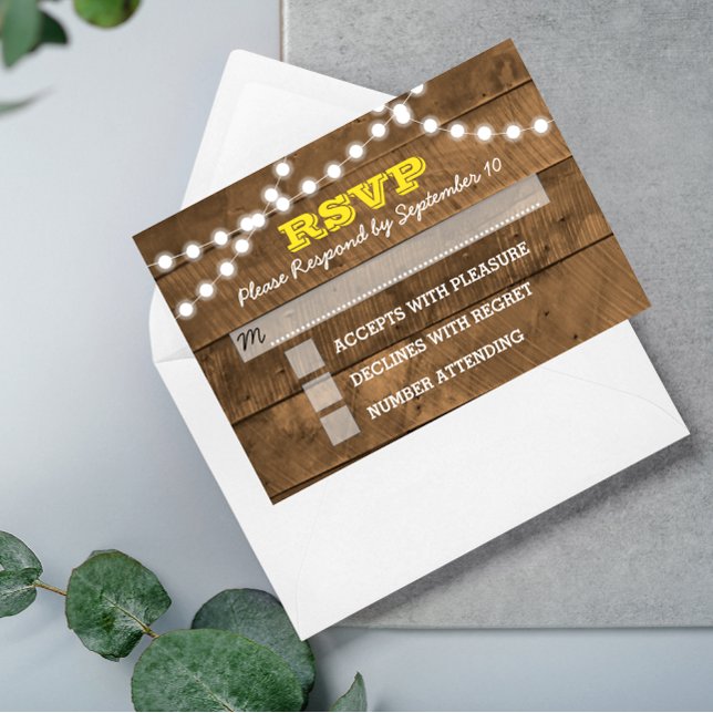 Barnwood Ljus Guld Bröllop OSA Card Kort (Skapare uppladdad)