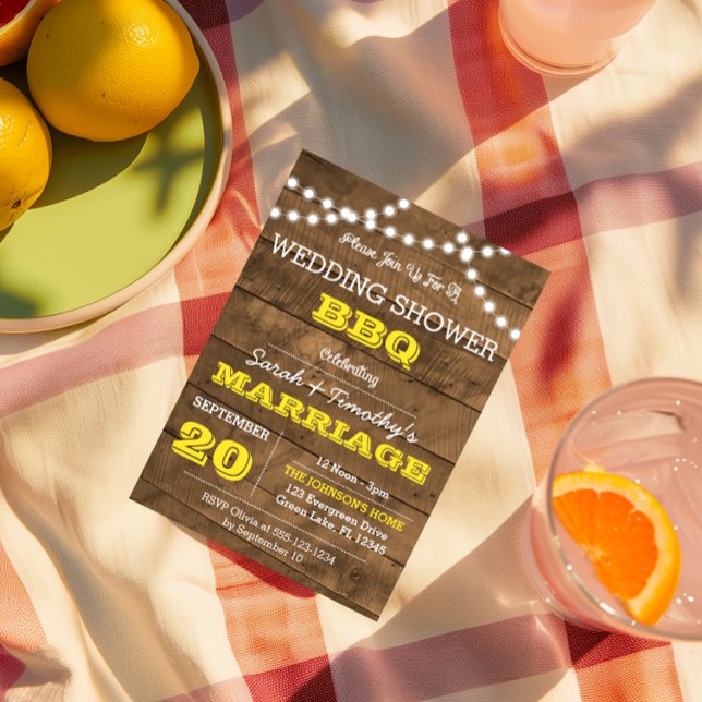 Barnwood Ljus Guld Bröllopsfest Sm-inbjudan Inbjudningar (Skapare uppladdad)