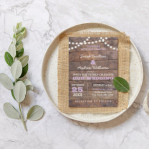 Barnwood Ljus Lilac bröllopsinbjudan Inbjudningar