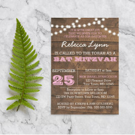 Barnwood Ljus Rosa Bat mitzvah Anpassningsbar Inbj Inbjudningar