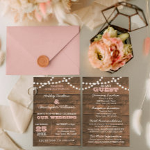 Barnwood Ljus Rosa Bröllop informationskort