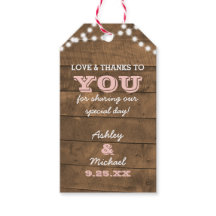 Barnwood Ljus Rosa Bröllop Tack Gift Märkres