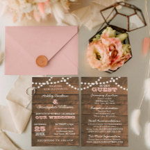 Barnwood Ljus Rosa Wedding bjudande