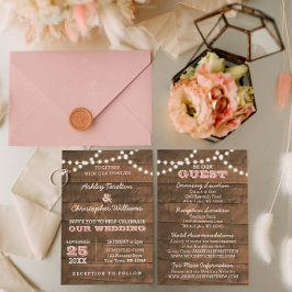 Barnwood Ljus Rosa Wedding bjudande Inbjudningar