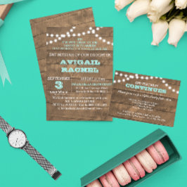 Barnwood Ljus Teal after Party Investigation Card Inbjudningar