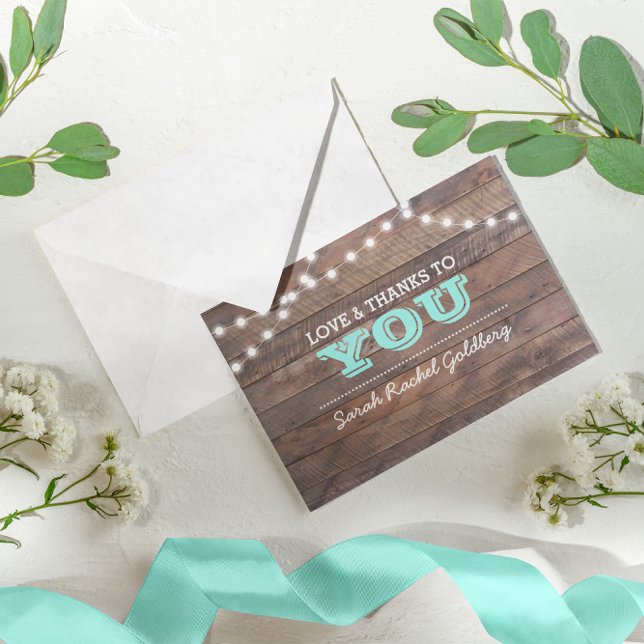 Barnwood Ljus Teal Bat mitzvah Tackkort (Skapare uppladdad)
