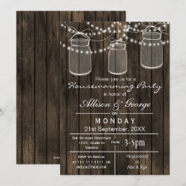 Barnwood Mason burk rustik inbjudningskort för upp