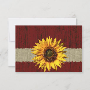 Barnwood och Burlap Solros Bröllop OSA Kort