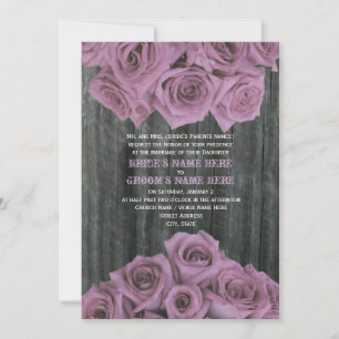 Barnwood och Rosa ros bröllopsinbjudan Inbjudningar