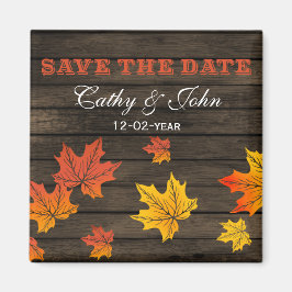 Barnwood Rustic Fall bröllopet sparar datumet Magnet
