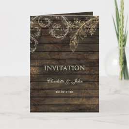 Barnwood, Rustic flourish bröllopsinbjudningar Inbjudan