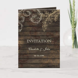 Barnwood, Rustic flourish bröllopsinbjudningar Inbjudan