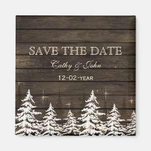 Barnwood Rustic Gräs träd, vintern spara datum Magnet