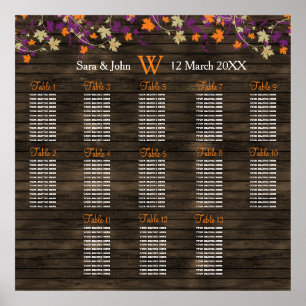 Barnwood Rustic plum fall bröllopsplan Poster