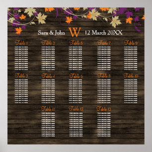 Barnwood Rustic plum fall bröllopsplan Poster