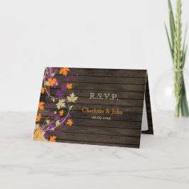 Barnwood Rustic plum höst löv bröllop OSA Inbjudan