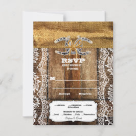 Barnwood, Snöre & Horseshoes Bröllop OSA Kort