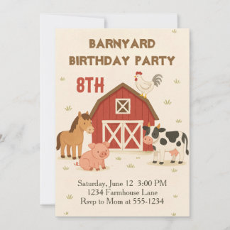 Barnyard Animal Birthday Inbjudningar
