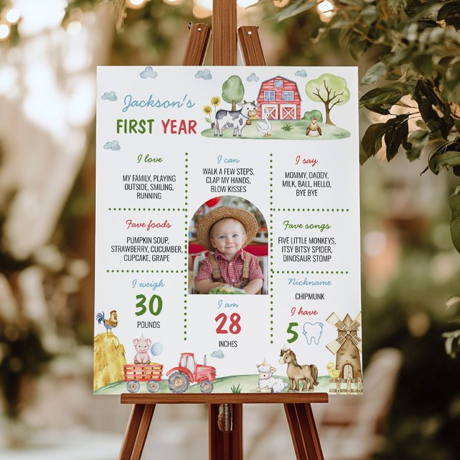 Barnyard Animal First Year Photo Milestone Poster (Skapare uppladdad)