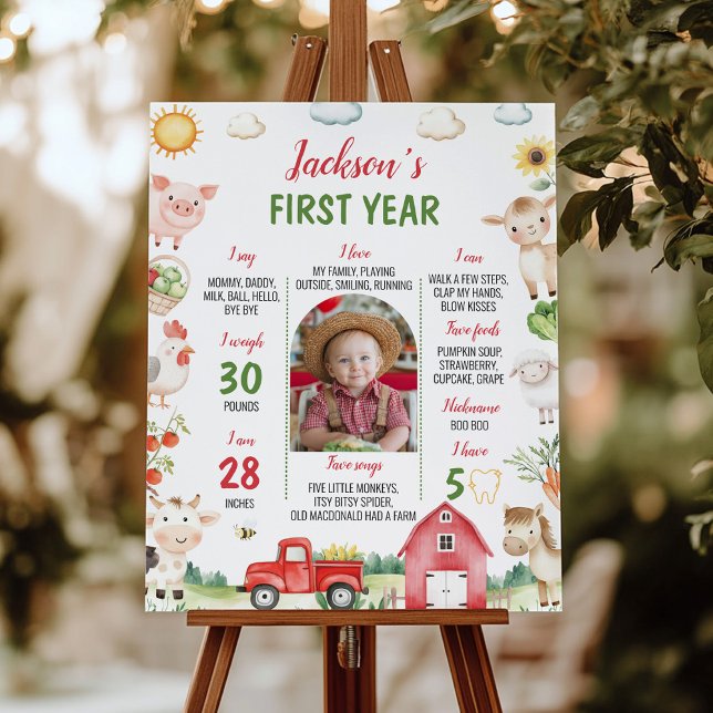 Barnyard Animal First Year Photo Milestone Poster (Skapare uppladdad)