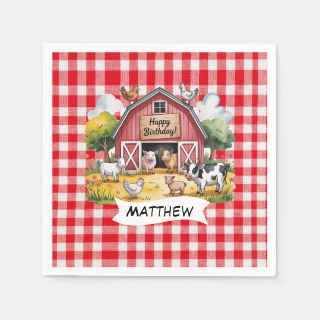 Barnyard Animals 1st. Birthday Party Pappersservett (Framsidan)