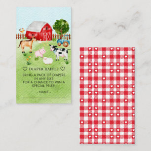 Barnyard Animals Baby Shower Diaper Raffle Biljett Tilläggskort