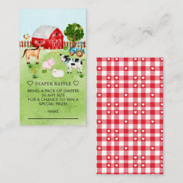 Barnyard Animals Baby Shower Diaper Raffle Biljett Tilläggskort