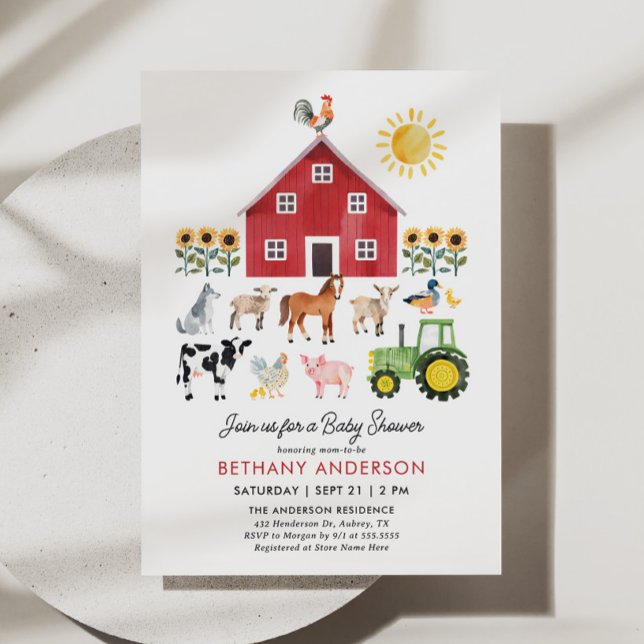 Barnyard Animals Baby Shower Inbjudningar (Skapare uppladdad)