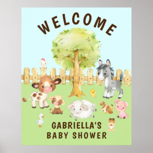 Barnyard Animals Baby Shower Poster