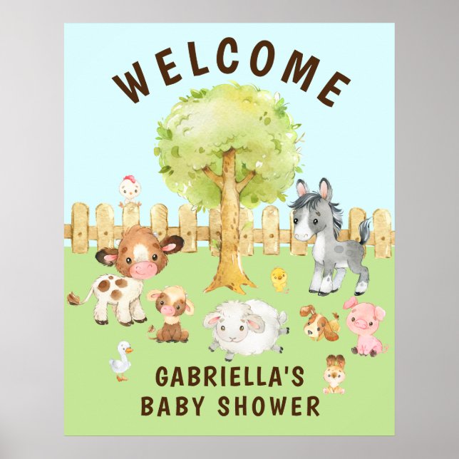 Barnyard Animals Baby Shower Poster (Framsidan)