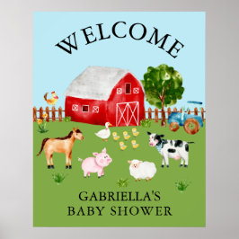 Barnyard Animals Baby Shower Poster